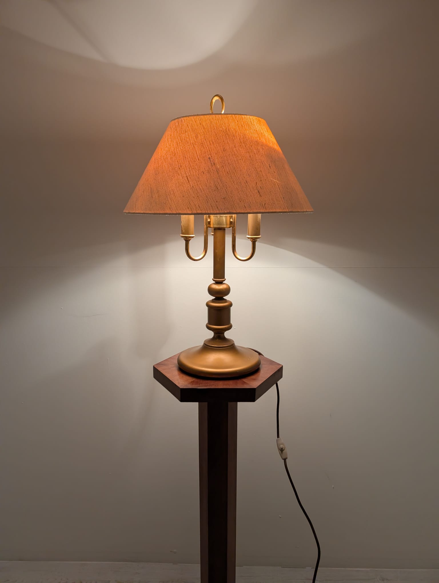 Stylowa lampa stołowa mosiądzowana vintage - Image 13