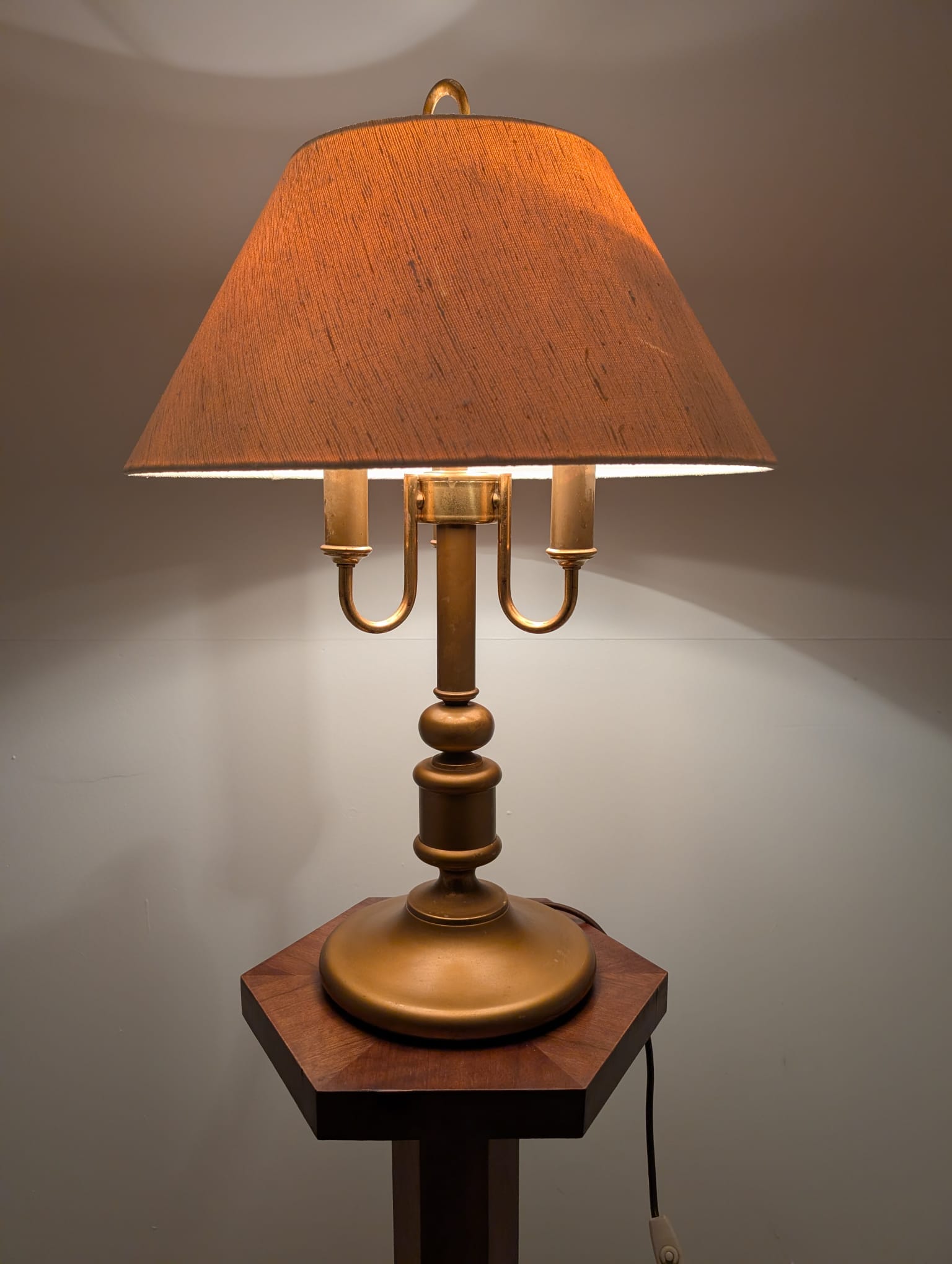 Stylowa lampa stołowa mosiądzowana vintage - Image 15