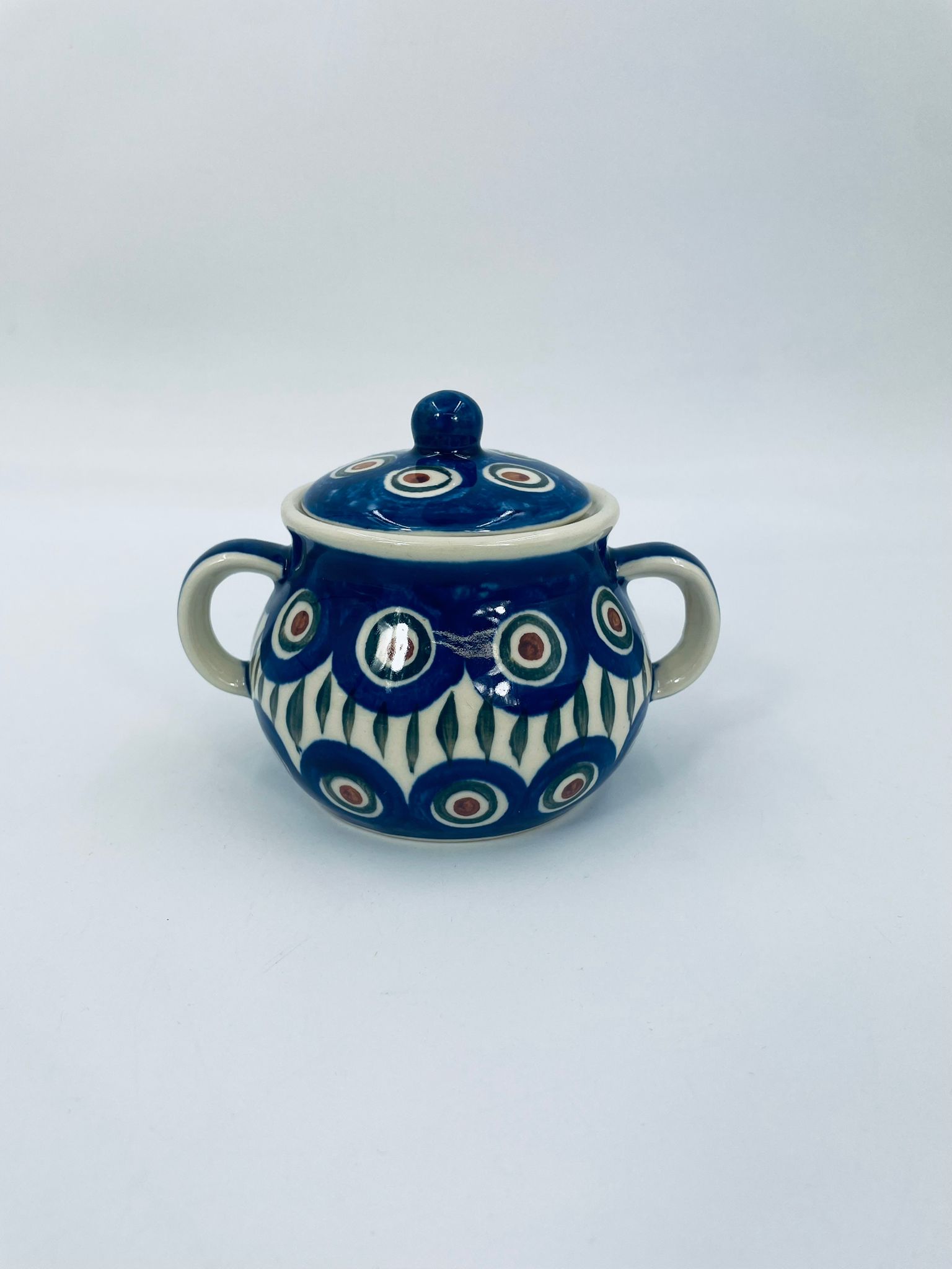 Sugar bowl of Polish ceramics Bolesławiec