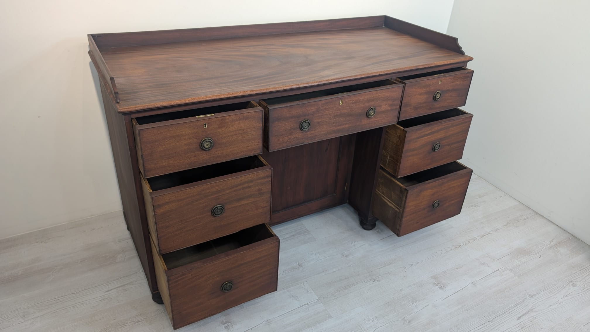 Biurko z litego drewna tekowego z XIX wieku - Image 7