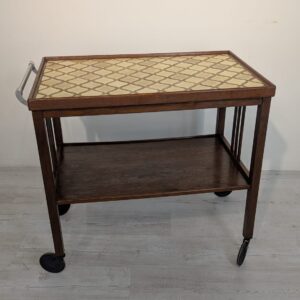 Mobile bar table with serving plates from the 1920s