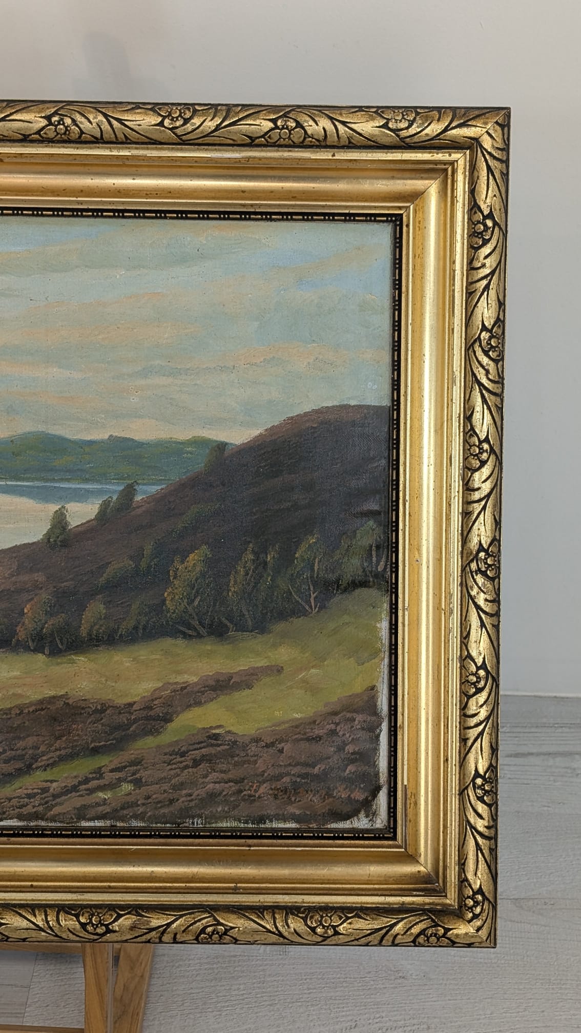 Obraz olejowy pejzaż na płótnie w drewnianej złoconej ramie - Image 4