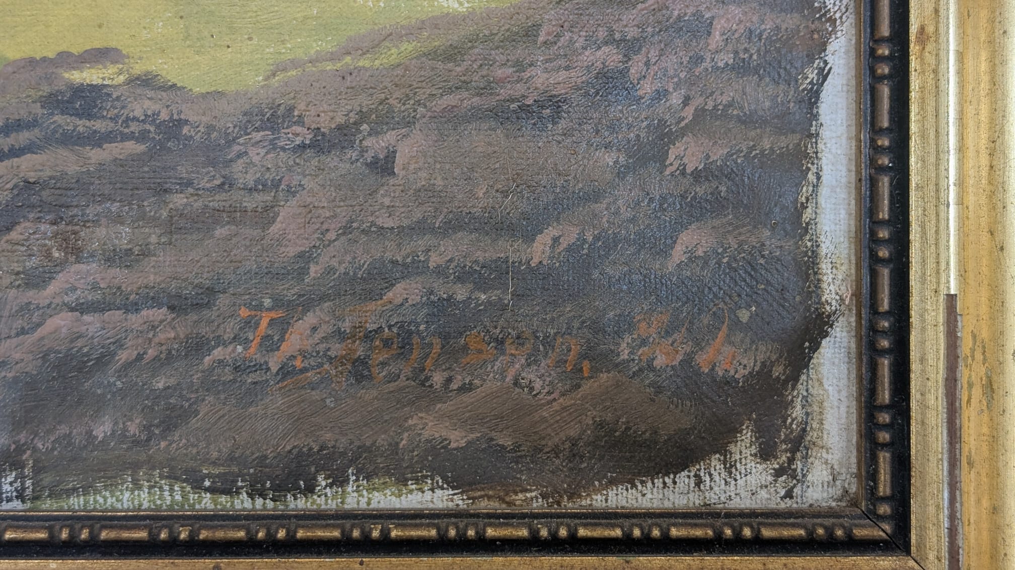 Obraz olejowy pejzaż na płótnie w drewnianej złoconej ramie - Image 5