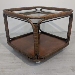 Mobile rattan coffee table, Italy, 1970s