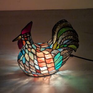 Tiffany stained glass table lamp, night lamp, Rooster
