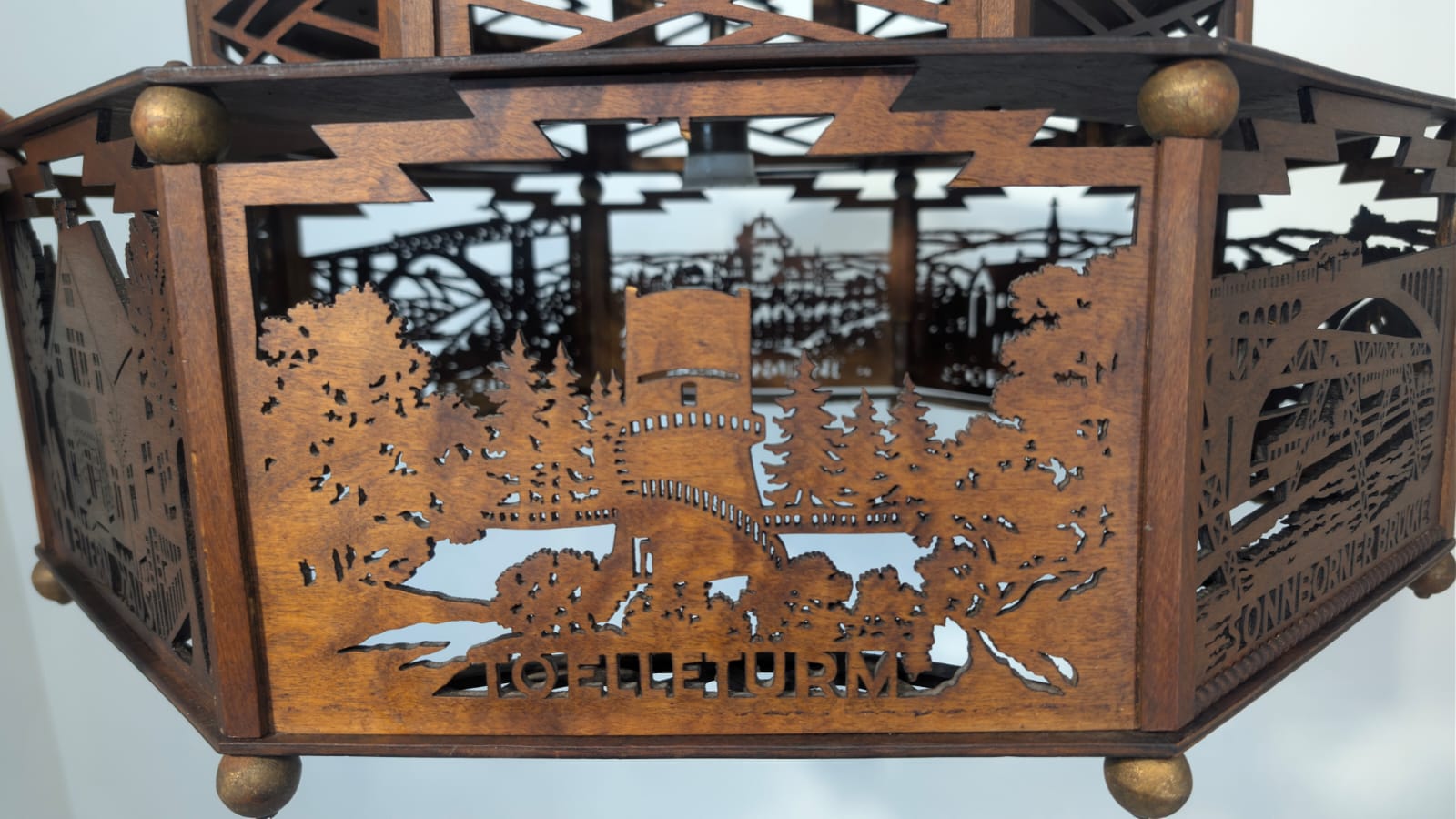 Zwis lampa Żyrandol drewniany ażurowy Wuppertal misterny z lat 30/40-stych - obrazek 8