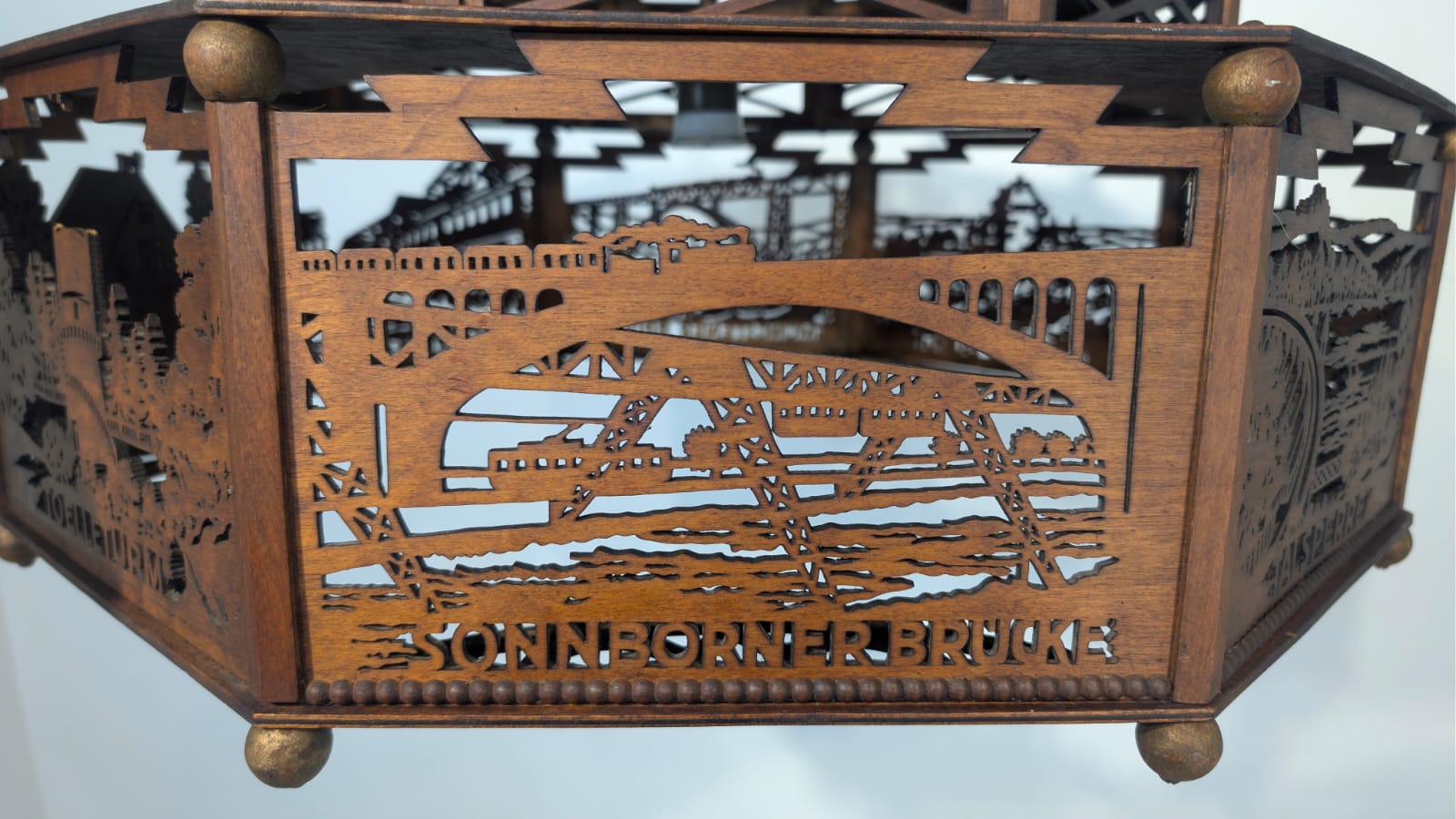 Zwis lampa Żyrandol drewniany ażurowy Wuppertal misterny z lat 30/40-stych - obrazek 10