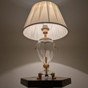 Leone Aliotti Italy crystal table lamp with brass