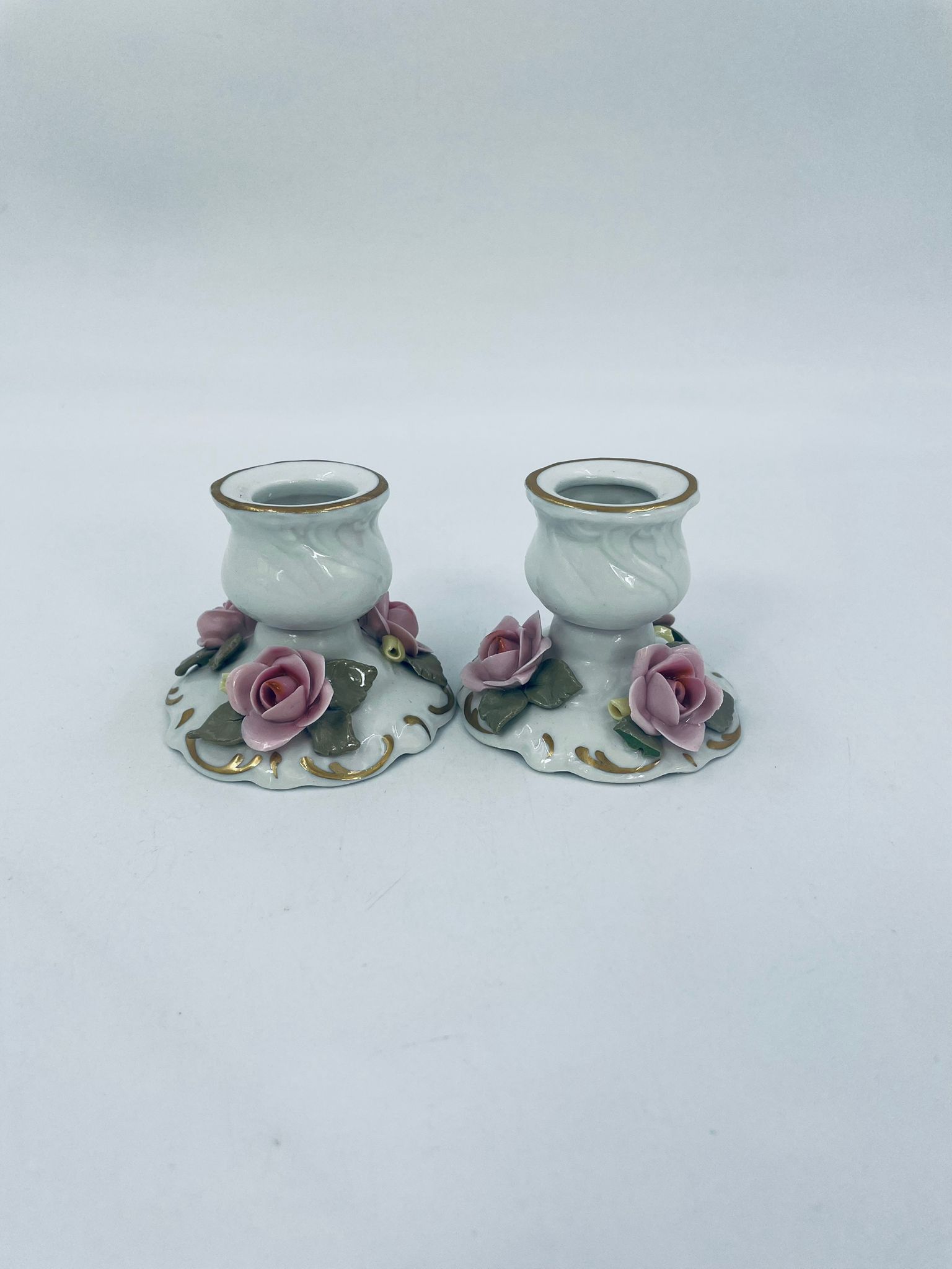 Vintage Dresden porcelain candle holders