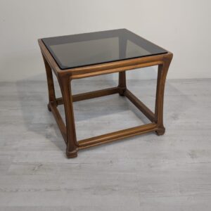 Coffee table made of solid teak wood with smoked glass from the 1960s/1970s