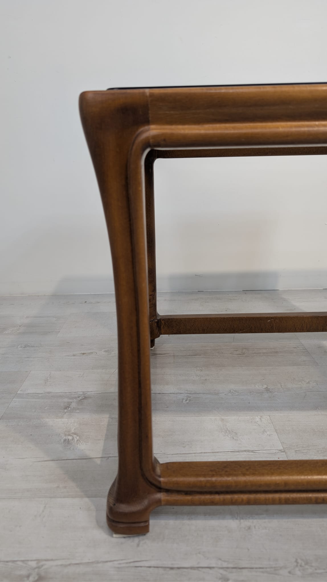 Stolik kawowy z lite drewno tekowe z szybą dymioną z lat 60/70-tych - Image 6