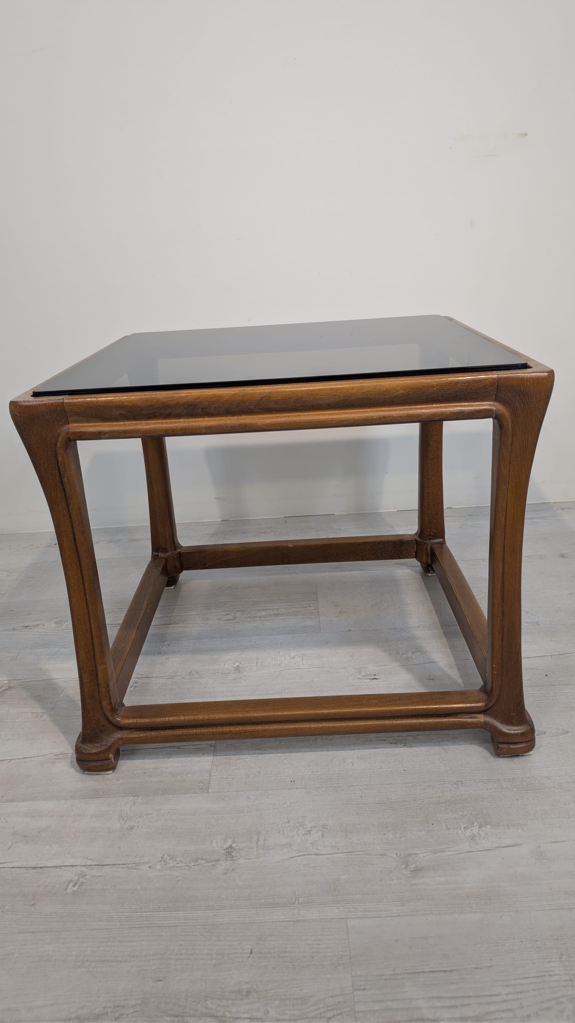 Stolik kawowy z lite drewno tekowe z szybą dymioną z lat 60/70-tych - Image 9