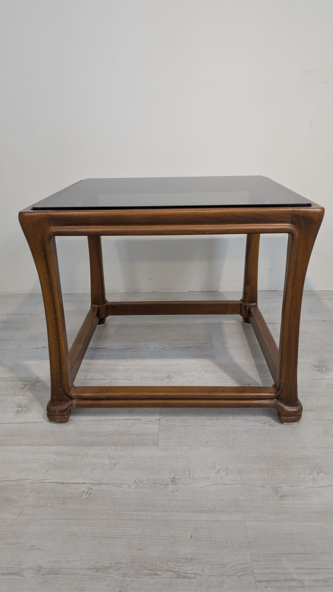 Stolik kawowy z lite drewno tekowe z szybą dymioną z lat 60/70-tych - Image 11