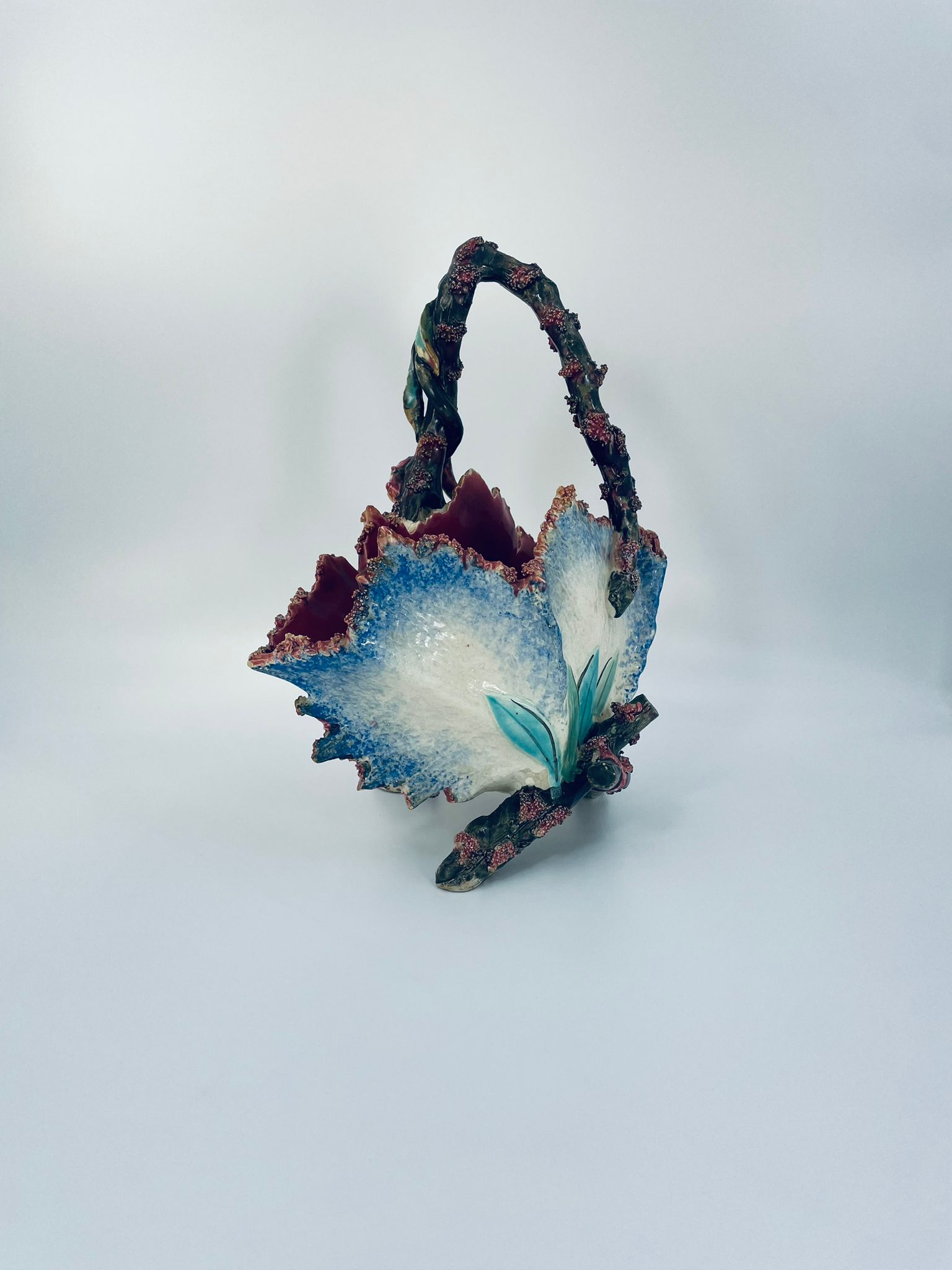 Antyczny kosz Wiktorjanski Majolikowy - obrazek 6