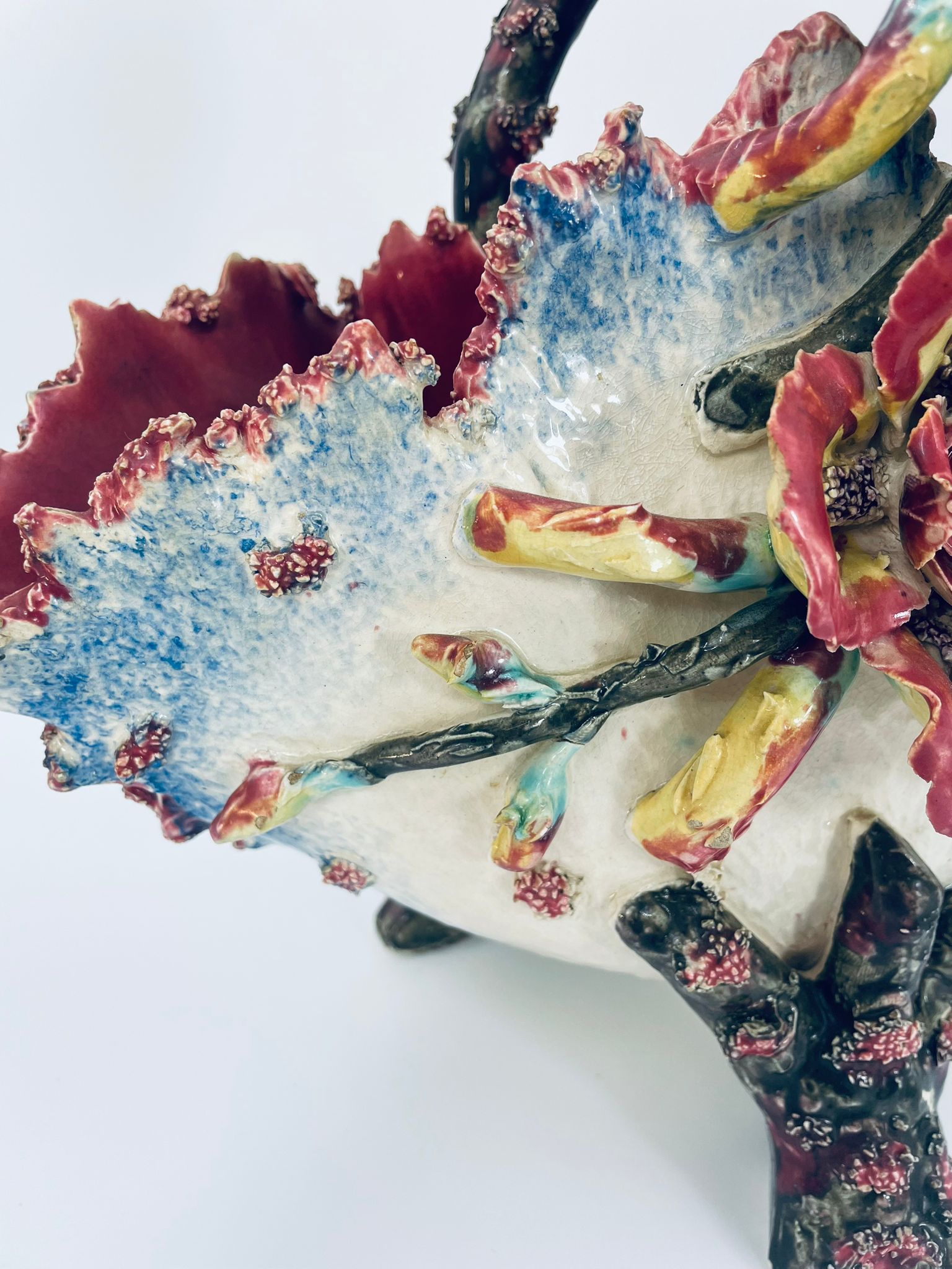 Antyczny kosz Wiktorjanski Majolikowy - obrazek 8