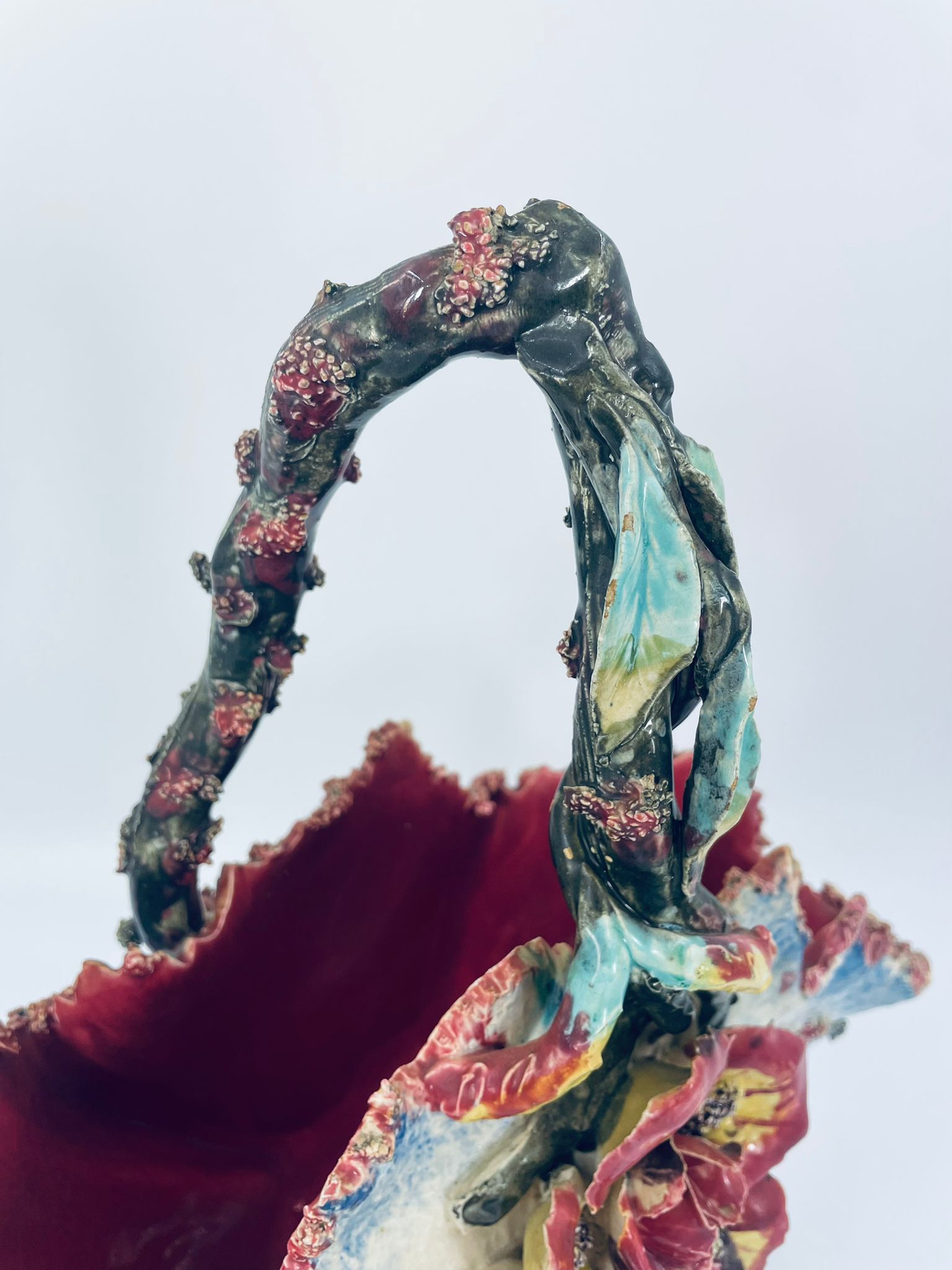 Antyczny kosz Wiktorjanski Majolikowy - obrazek 15