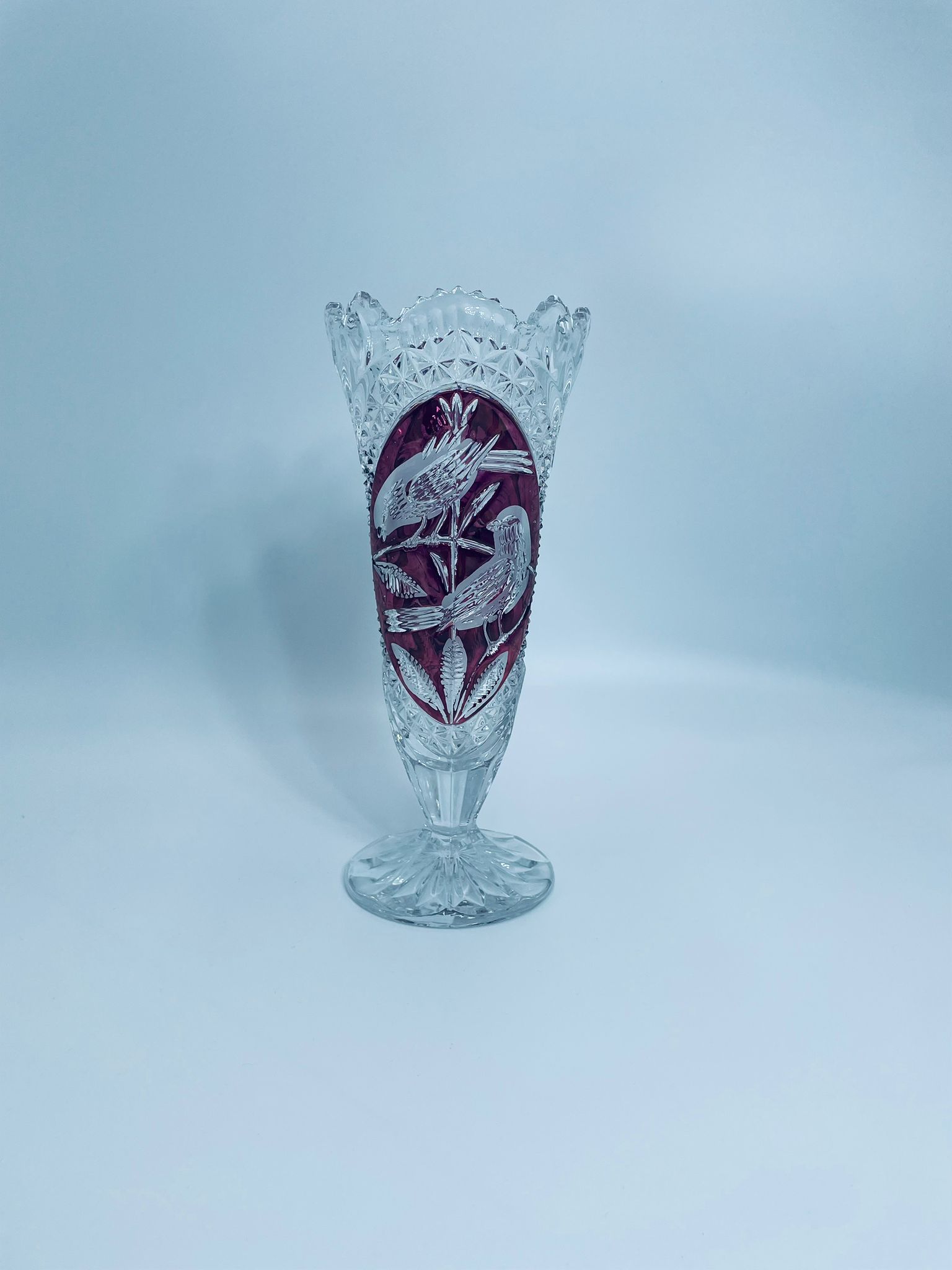 Zabytkowy wazon kryształowy Hofbauer Byrdes