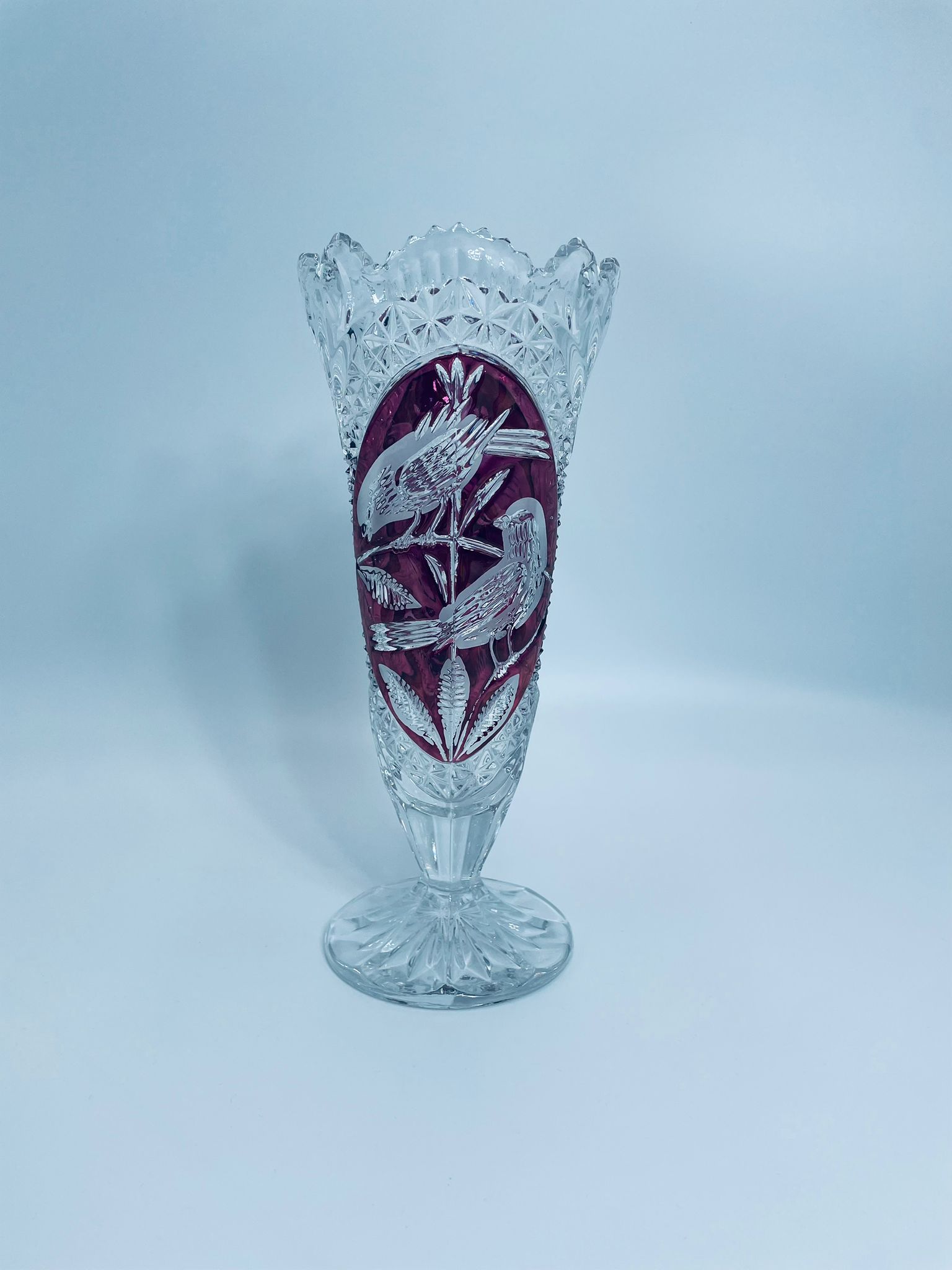 Zabytkowy wazon kryształowy Hofbauer Byrdes - obrazek 5