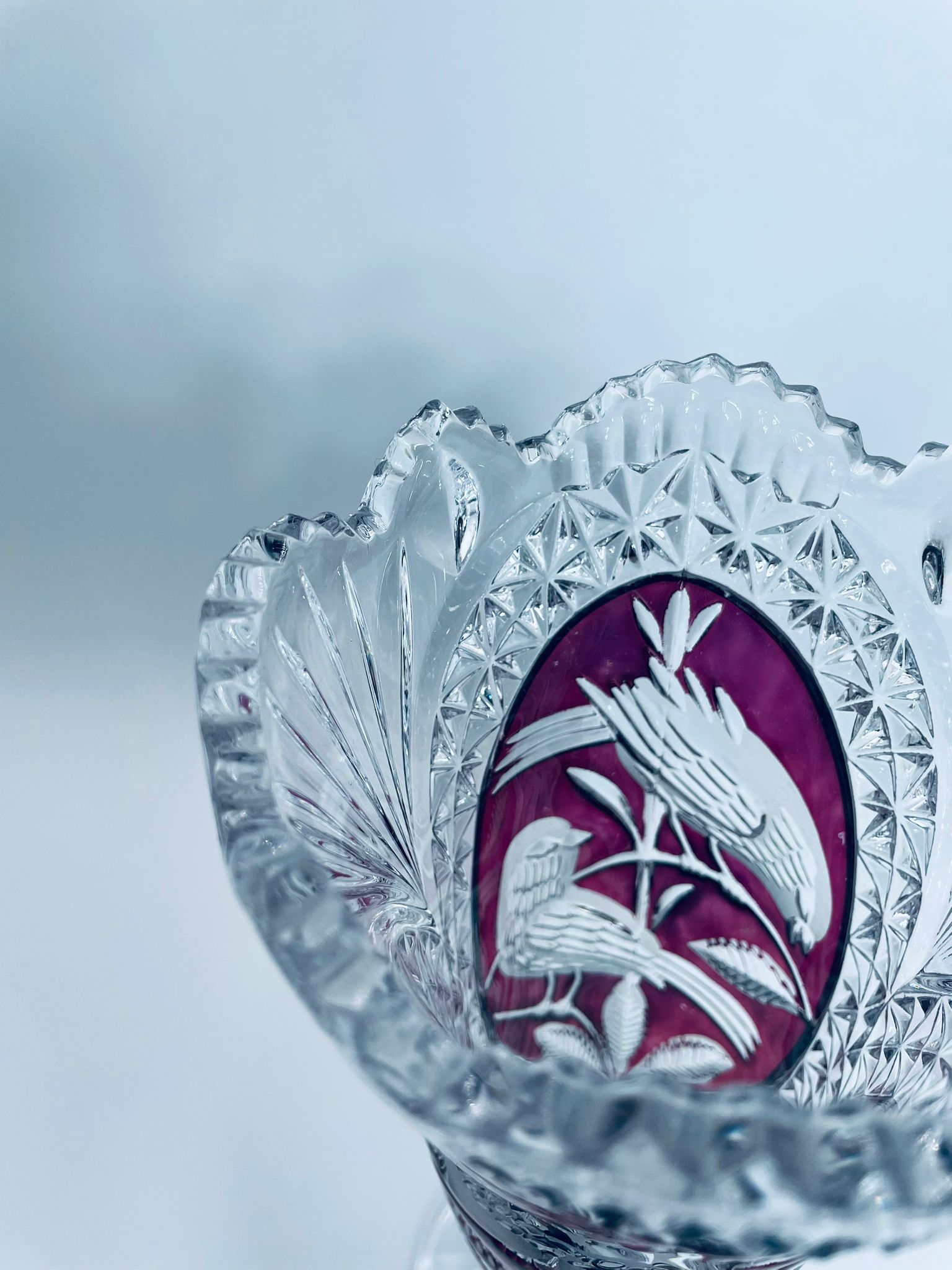 Zabytkowy wazon kryształowy Hofbauer Byrdes - obrazek 7