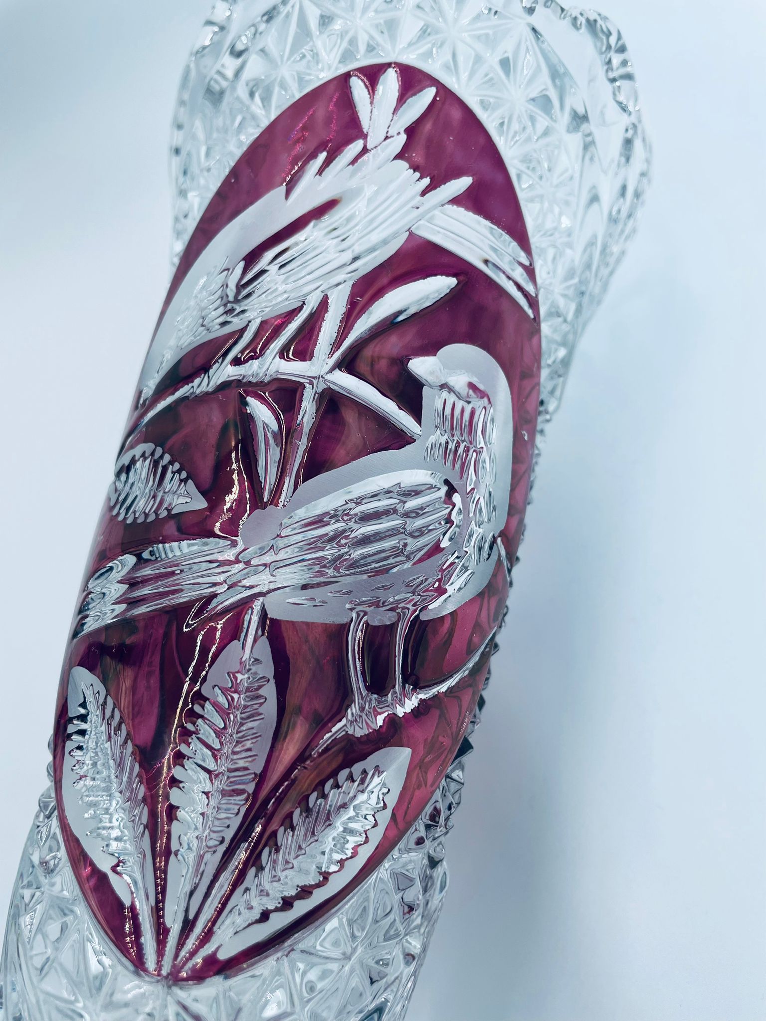 Zabytkowy wazon kryształowy Hofbauer Byrdes - obrazek 9