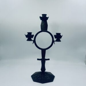 Old antique wrought iron candle holder for 3 candles
