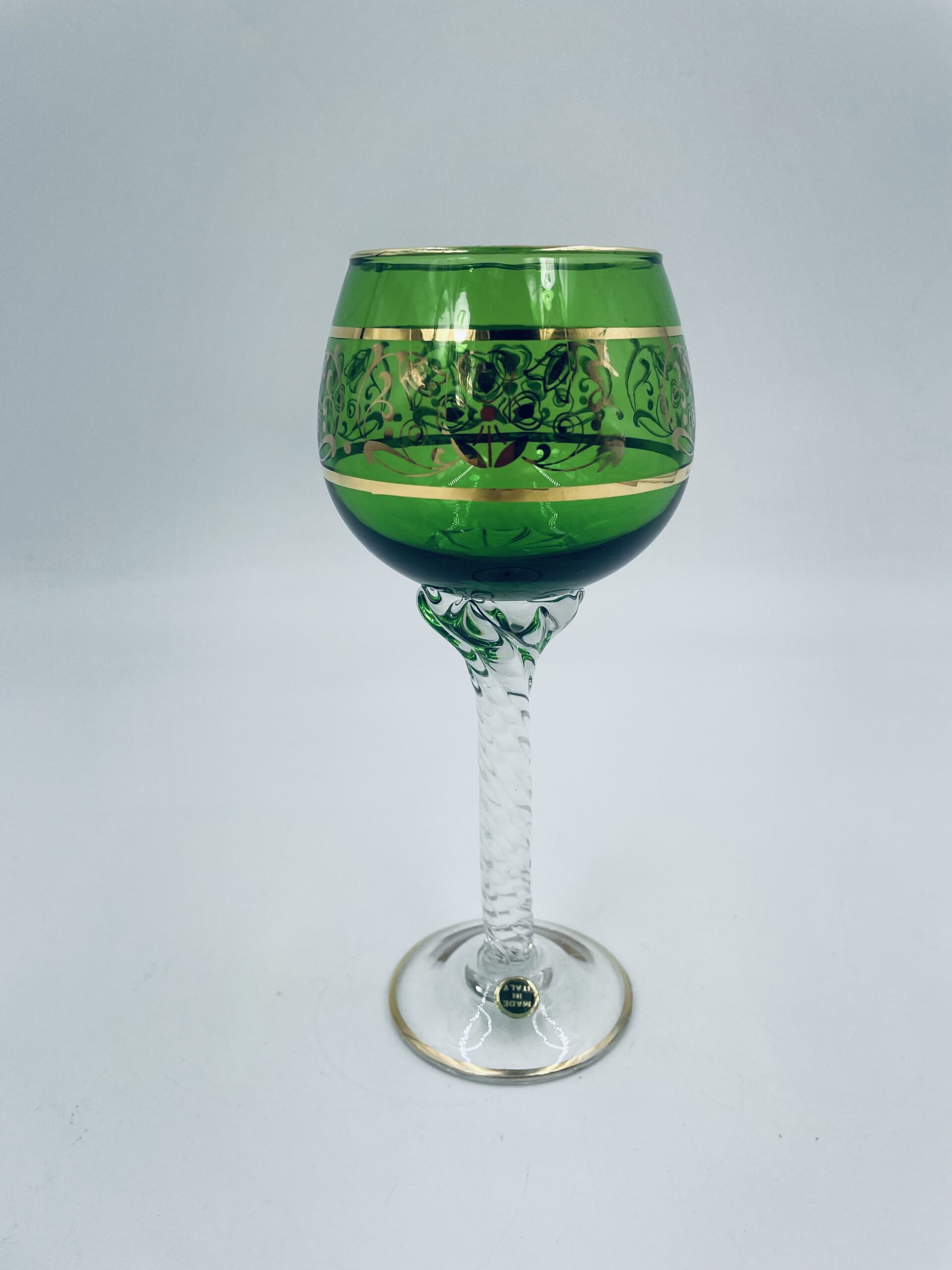 Kieliszek ze szkła murano z Włoch vintage zielony