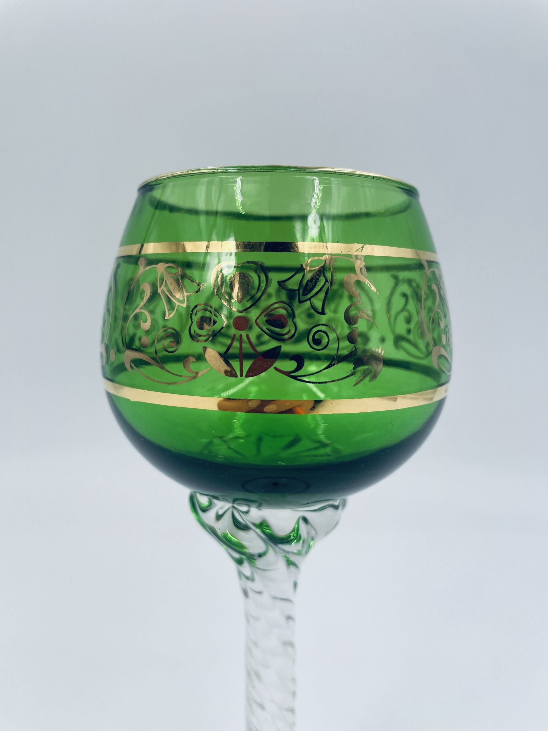 Kieliszek ze szkła murano z Włoch vintage zielony - obrazek 5