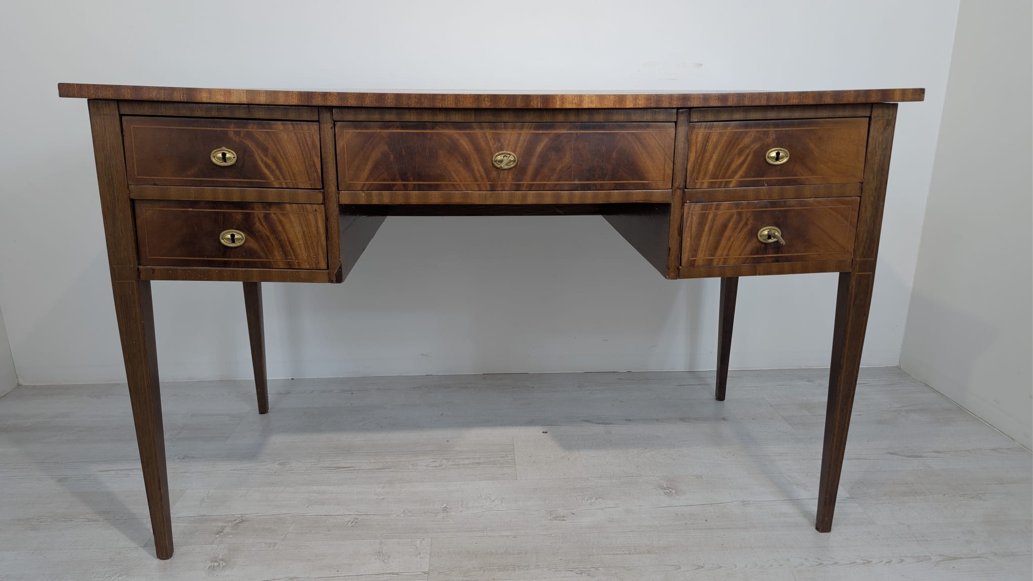 Stare biurko w stylu angielskim w mahoniu intarsjowane - Image 4