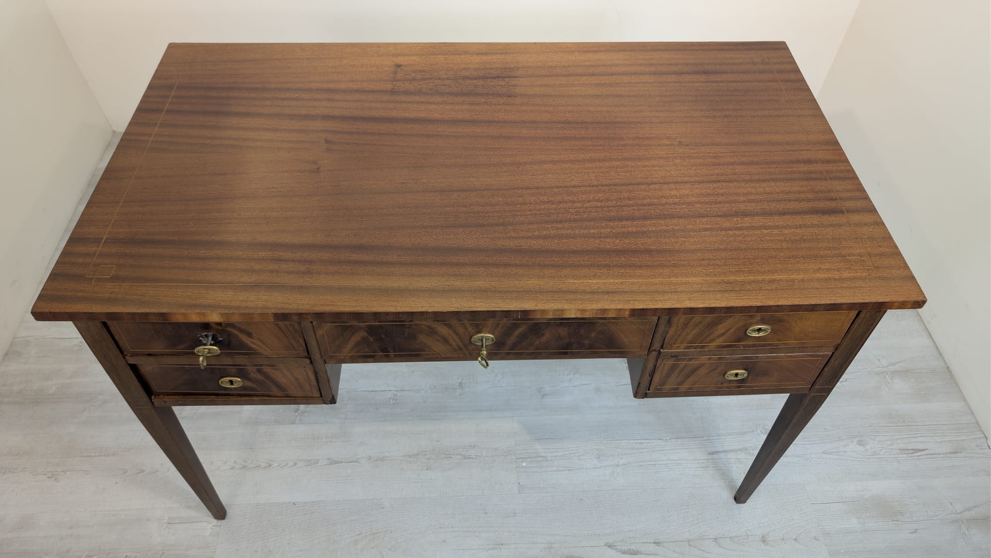 Stare biurko w stylu angielskim w mahoniu intarsjowane - Image 19