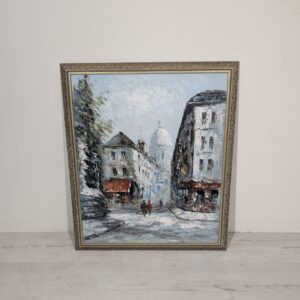 Oil painting street scene in Paris by Randall Davey