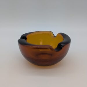 Glass amber ashtray from Czechoslovakia from the 1970s