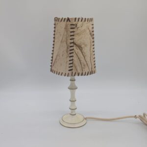 Brass table lamp with natural leather lampshade