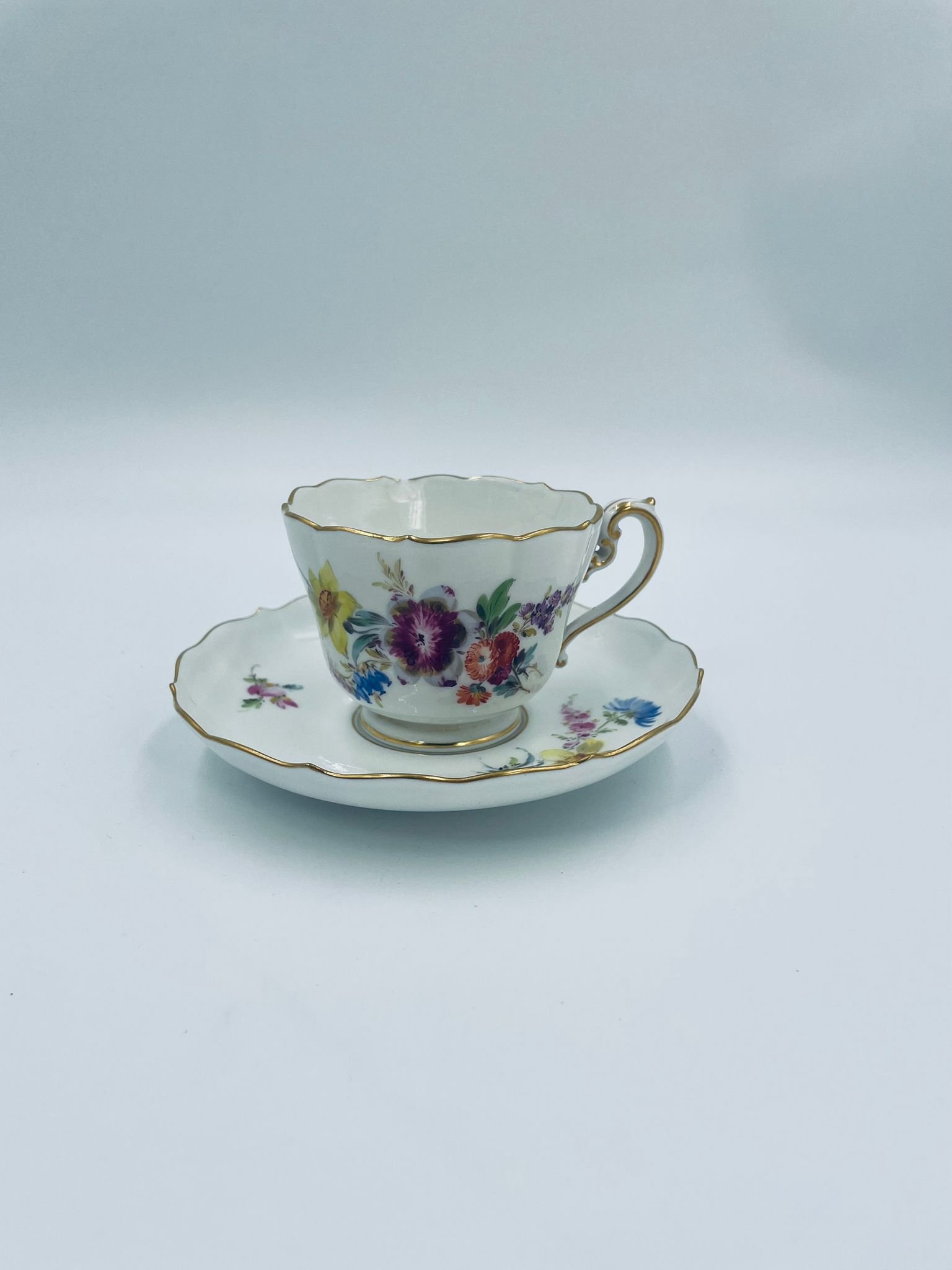 Zestaw śniadaniowy Filiżanka kolekcjonerska porcelanowa Miśnia