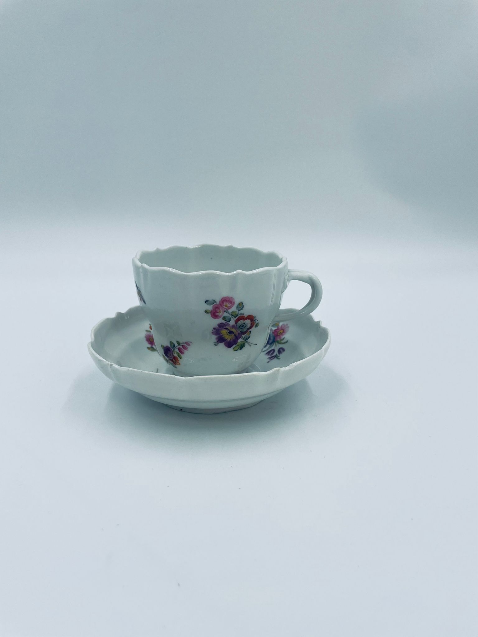 Zestaw śniadaniowy Filiżanka kolekcjonerska porcelanowa Miśnia