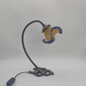 French art nouveau style bedside lamp with stained glass shade