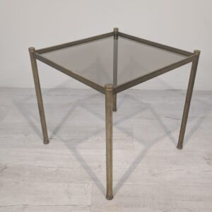 Stolik, stolik kawowy mosiężny z dymioną szyba z lat 70-tych