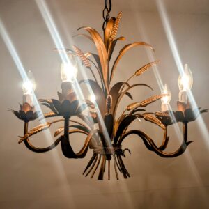 Hollywood Regency style metal chandelier from 1960s/70s Italy