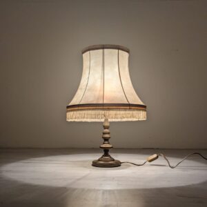 Mosiężna lampa z lat 60-tych abażur skórzany