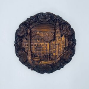 Zawieszka ścienna, talerz drewniany Vintage