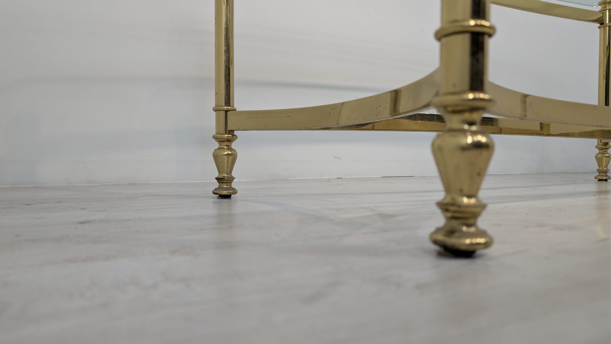 Stolik kawowy, ława mosiądzowana w stylu Hollywood Regency z lat 70-tych - Image 6