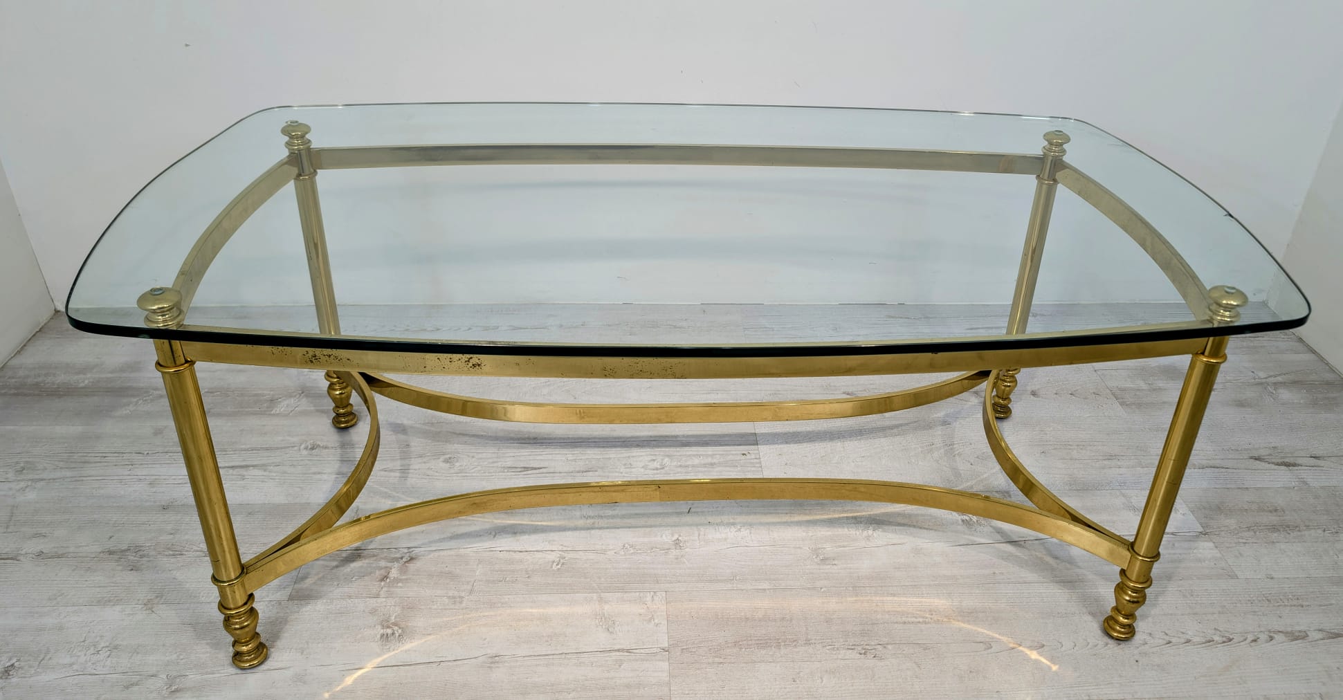 Stolik kawowy, ława mosiądzowana w stylu Hollywood Regency z lat 70-tych - Image 8