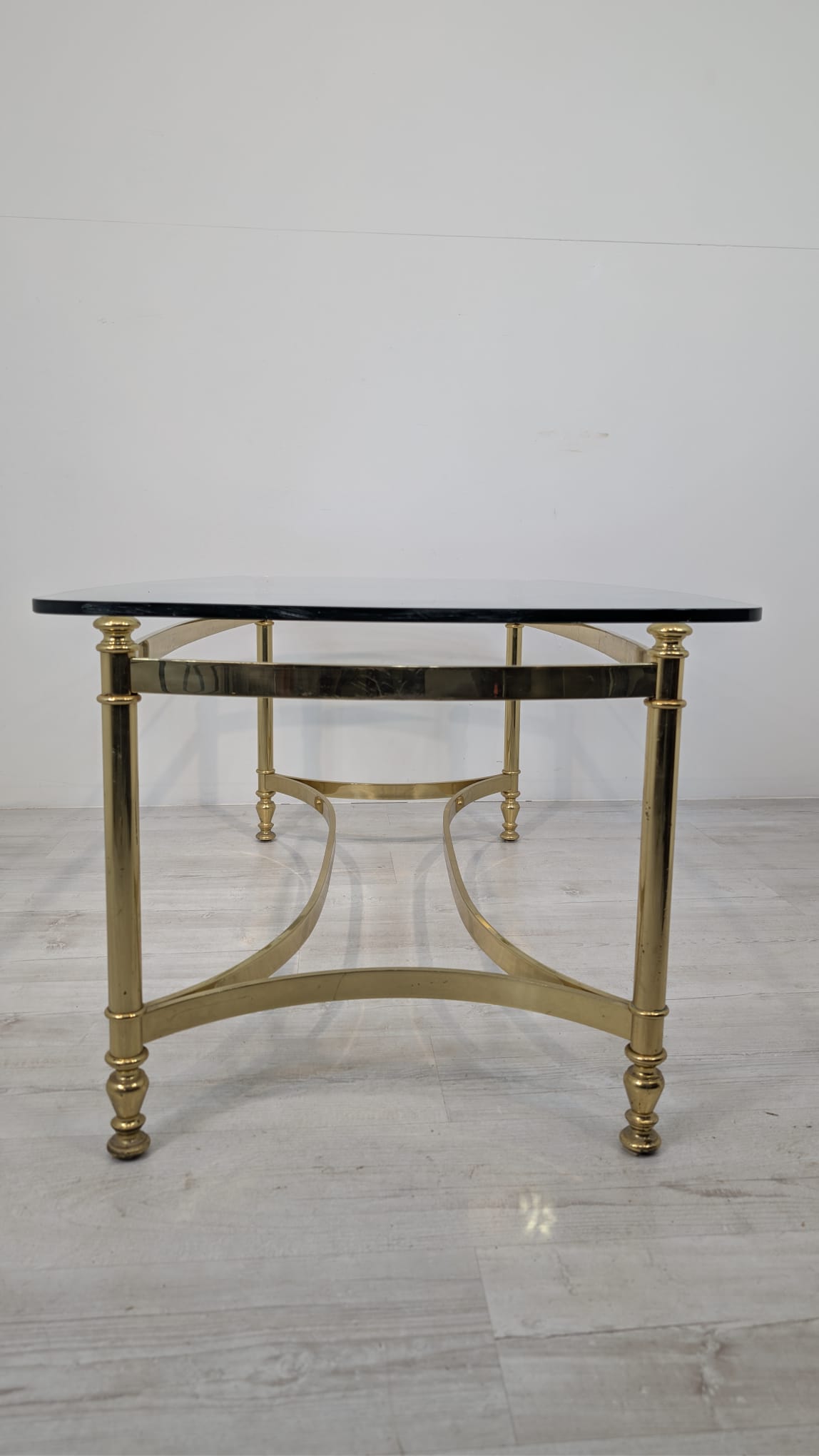 Stolik kawowy, ława mosiądzowana w stylu Hollywood Regency z lat 70-tych - Image 9