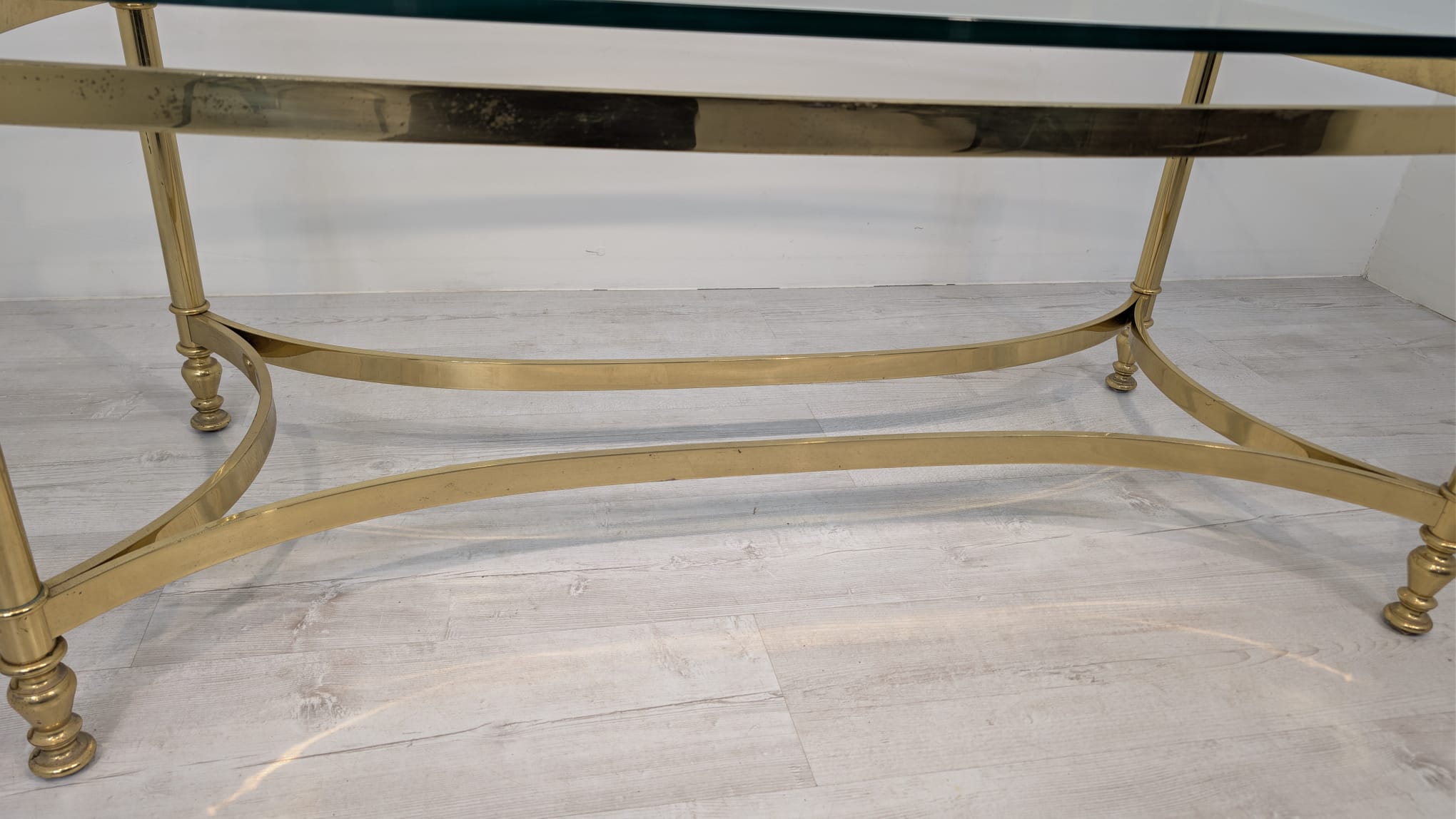 Stolik kawowy, ława mosiądzowana w stylu Hollywood Regency z lat 70-tych - Image 13