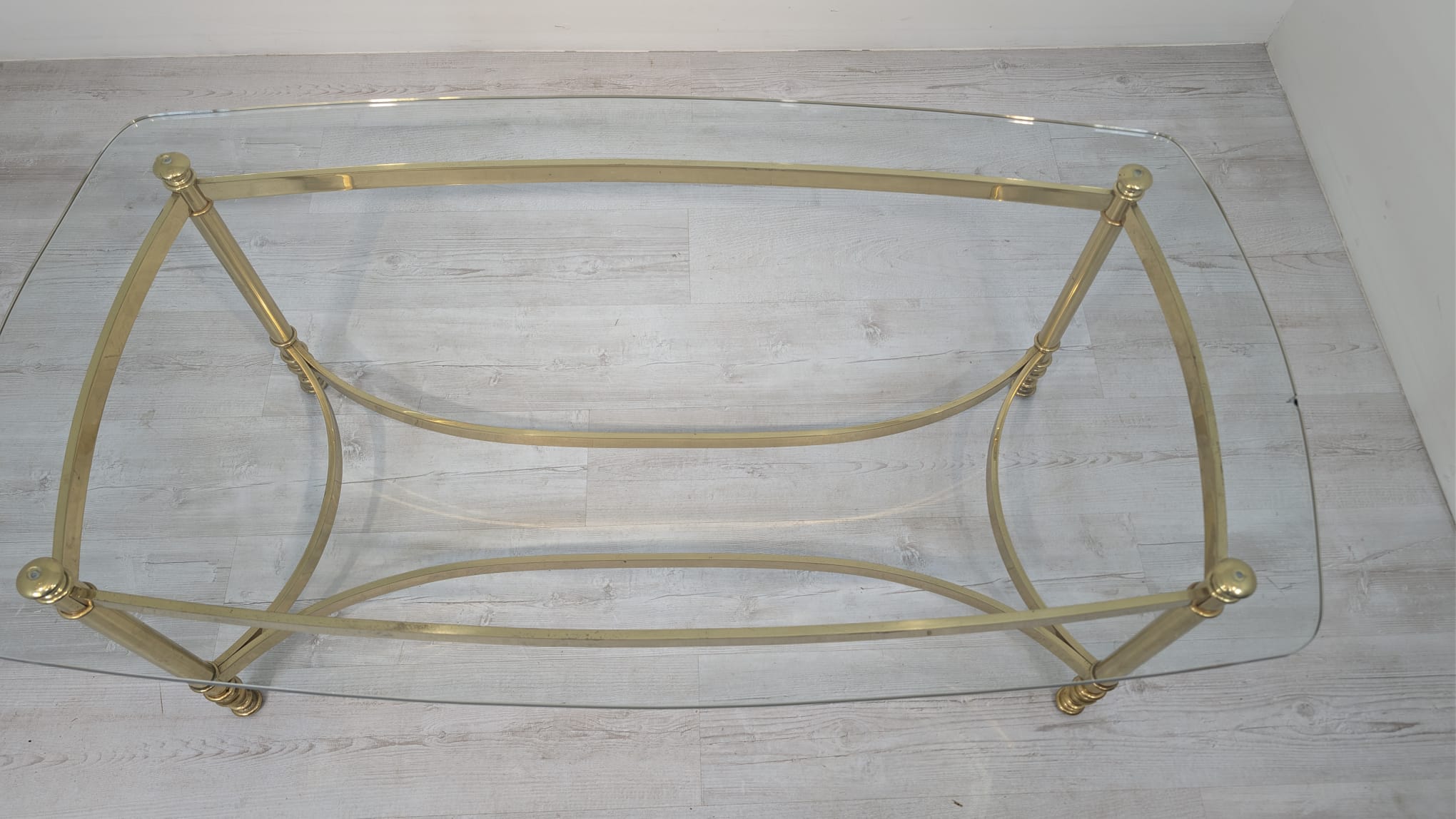 Stolik kawowy, ława mosiądzowana w stylu Hollywood Regency z lat 70-tych - Image 16