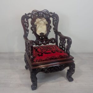 Zabytkowy fotel, tron chiński z marmurem w mahoniu