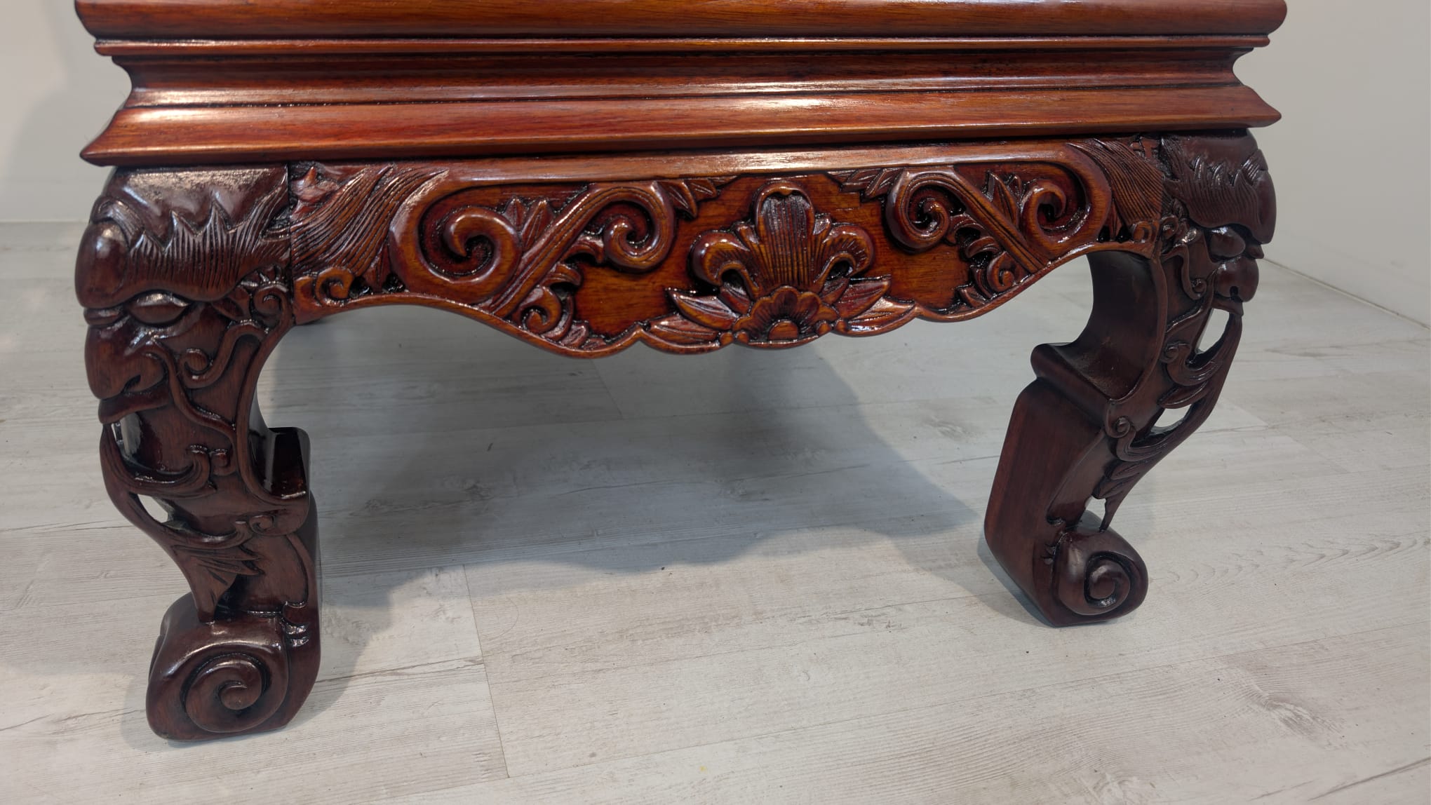 Zabytkowy fotel, tron chiński z marmurem w mahoniu - obrazek 22