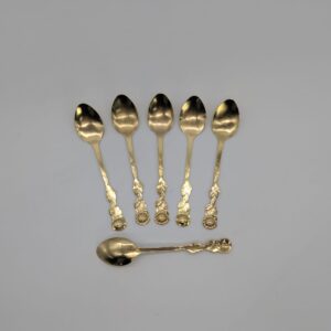 Set of coffee/tea spoons gilded with rose