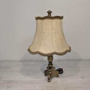 Brass cast lamp from the 1950s/60s leather lampshade