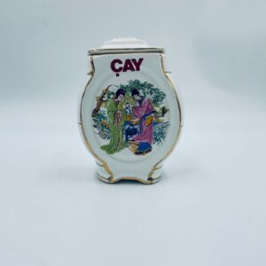Ceramic decorative tea container, Oriental