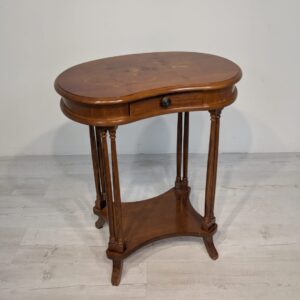 Coffee table, assistant with inlay in walnut